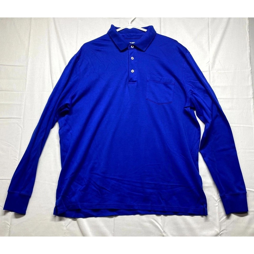 Land's End Rugby Polo Shirt Mens XL 46-48 Royal Blue Cotton Traditional Fit Golf